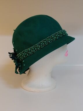 Emerald Beaded Cloche Hat